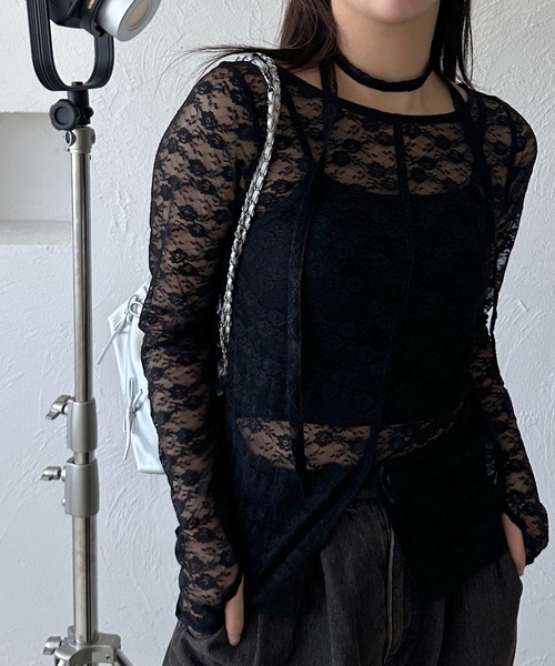 apres jour mignon（アプレジュールミニョン）の「タイ付きアソートシアートップス（その他トップス・レディース・オフホワイト/アイボリー/ブラック/ブラウン系その他/ブラック系その他/ダークブラウン・フリー/X-LARGE）」の21枚目の写真