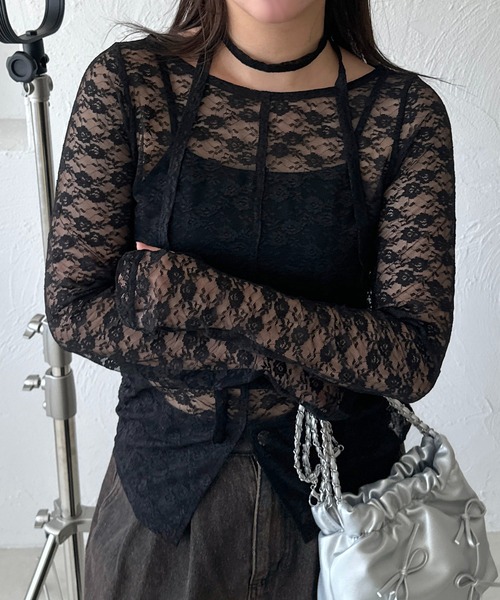 apres jour mignon（アプレジュールミニョン）の「タイ付きアソートシアートップス（その他トップス・レディース・オフホワイト/アイボリー/ブラック/ブラウン系その他/ブラック系その他/ダークブラウン・フリー/X-LARGE）」の18枚目の写真