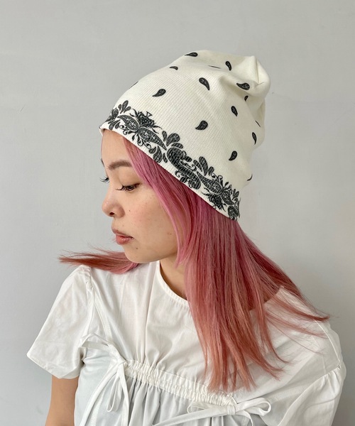 SANSeLF(サンセルフ)の「ペイズリーニットビーニー【SANSeLF】sana24s002(ニットキャップ/ビーニー・レディース・ブラック系その他・FREE)」の2枚目の写真