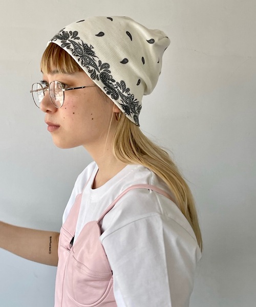 SANSeLF(サンセルフ)の「ペイズリーニットビーニー【SANSeLF】sana24s002(ニットキャップ/ビーニー・レディース・ブラック系その他・FREE)」の6枚目の写真