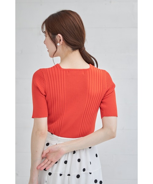 tocco closet(トッコ クローゼット)の「スクエアネックランダムリブニットプルオーバー(Tシャツ/カットソー・レディース・ライトブルー/ブラック/オフホワイト/ミント/オレンジ/イエロー/ピンク・M)」の22枚目の写真
