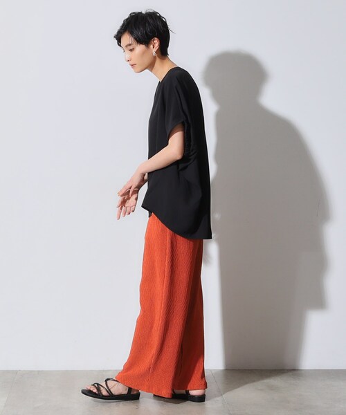 OPAQUE.CLIP（オペークドットクリップ）の「◆ストレッチ楊柳イージーワイドパンツ【洗濯機洗い可】（その他パンツ・レディース・グレー/ブラック/レンガ・40/38/42/36）」の9枚目の写真