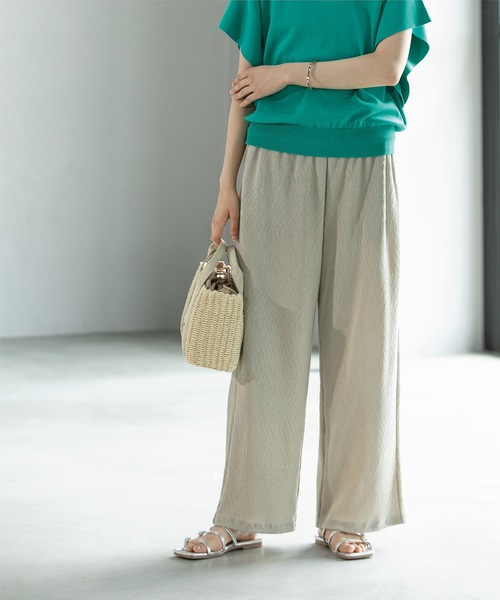 OPAQUE.CLIP（オペークドットクリップ）の「◆ストレッチ楊柳イージーワイドパンツ【洗濯機洗い可】（その他パンツ・レディース・グレー/ブラック/レンガ・40/38/42/36）」の2枚目の写真