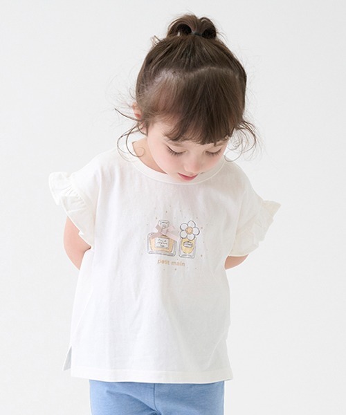 petit main（プティマイン）の「【プティプラ】GIRLS半袖Tシャツ２（Tシャツ/カットソー・キッズ・ライトブルー/ブラック/ライトピンク/オフホワイト・80ｃｍ/90cm/100cm/120cm/130cm/110cm）」の2枚目の写真