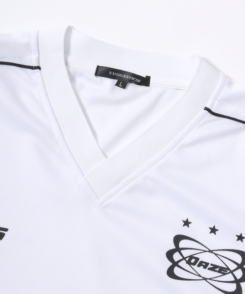 Lazar（ラザル）の「Soccer Game Shirt/オーバーサイズ 接触冷感/吸水速乾 メッシュ ユニフォームデザイン サッカーゲームシャツ Vネック 半袖Tシャツ/レディース メンズ（Tシャツ/カットソー・メンズ・ホワイト/ブルー系その他/ネイビー/ブラック系その他/ブラック/ホワイト系その他/ブルー系その他2/ブラック系その他2/ホワイト系その他2・L/M）」の21枚目の写真