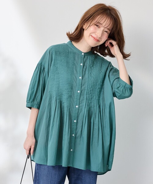 ANY（エニィ）の「ピンタックブラウス（シャツ/ブラウス・レディース・アイボリー系/ブラック系/グリーン系/ライトグレー系・F）」の4枚目の写真