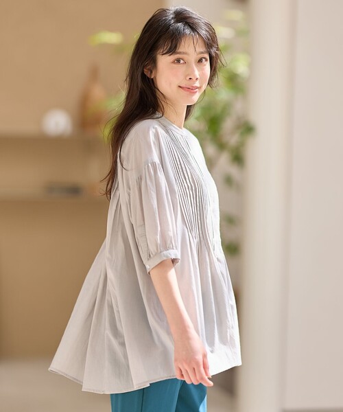 ANY（エニィ）の「ピンタックブラウス（シャツ/ブラウス・レディース・アイボリー系/ブラック系/グリーン系/ライトグレー系・F）」の9枚目の写真