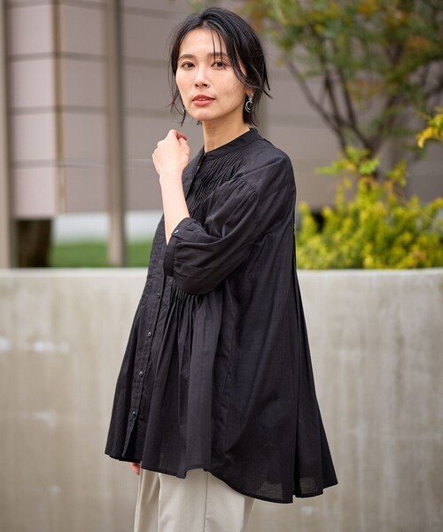 ANY（エニィ）の「ピンタックブラウス（シャツ/ブラウス・レディース・アイボリー系/ブラック系/グリーン系/ライトグレー系・F）」の13枚目の写真