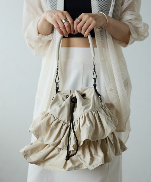 【グッシオベーシック】フリルミニショルダーバッグ 2WAYミニトートバッグ（ショルダーバッグ）｜GUSCIO（グッシオ）