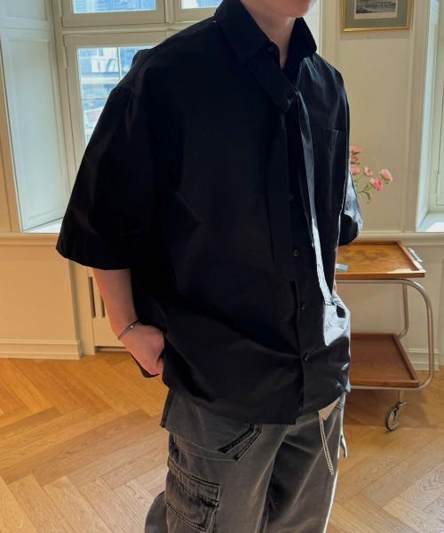 BY ATTENTION（バイアテンション）の「BIG SALE開催中！【BY ATTENTION】 リボンタイ付き 半袖 シャツ（シャツ/ブラウス・メンズ・アイボリー/ブラック・FREE）」の9枚目の写真