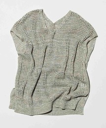 リブ　イン　コンフォート　からりとした肌ざわり　麻混透かし編みニットベスト
