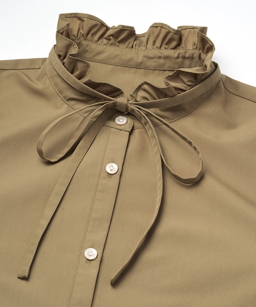 RANAN(ラナン)の「プチフリルリボン付きブラウス(シャツ/ブラウス・レディース・ブラック/ベージュ/ホワイト/サックスブルー・L/LL/M/3L)」の5枚目の写真