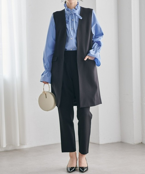 RANAN(ラナン)の「プチフリルリボン付きブラウス(シャツ/ブラウス・レディース・ブラック/ベージュ/ホワイト/サックスブルー・L/LL/M/3L)」の18枚目の写真