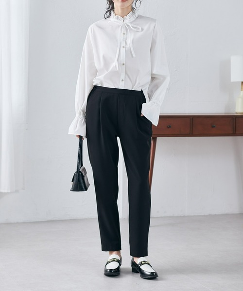 RANAN(ラナン)の「プチフリルリボン付きブラウス(シャツ/ブラウス・レディース・ブラック/ベージュ/ホワイト/サックスブルー・L/LL/M/3L)」の16枚目の写真