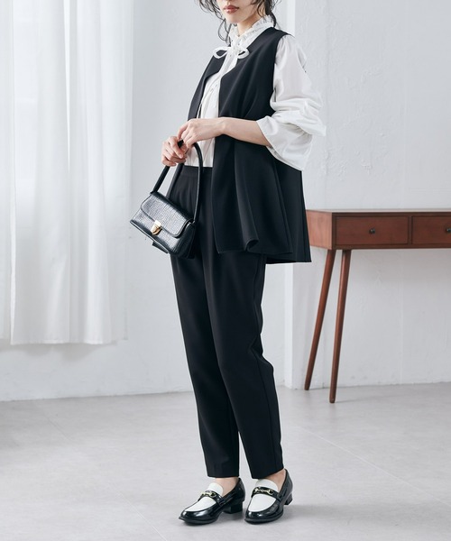 RANAN(ラナン)の「プチフリルリボン付きブラウス(シャツ/ブラウス・レディース・ブラック/ベージュ/ホワイト/サックスブルー・L/LL/M/3L)」の15枚目の写真