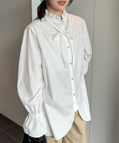 セール】プチフリルリボン付きブラウス（シャツ/ブラウス）｜RANAN