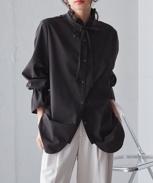 セール】プチフリルリボン付きブラウス（シャツ/ブラウス）｜RANAN