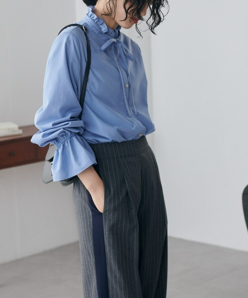 RANAN(ラナン)の「プチフリルリボン付きブラウス(シャツ/ブラウス・レディース・ブラック/ベージュ/ホワイト/サックスブルー・L/LL/M/3L)」の20枚目の写真