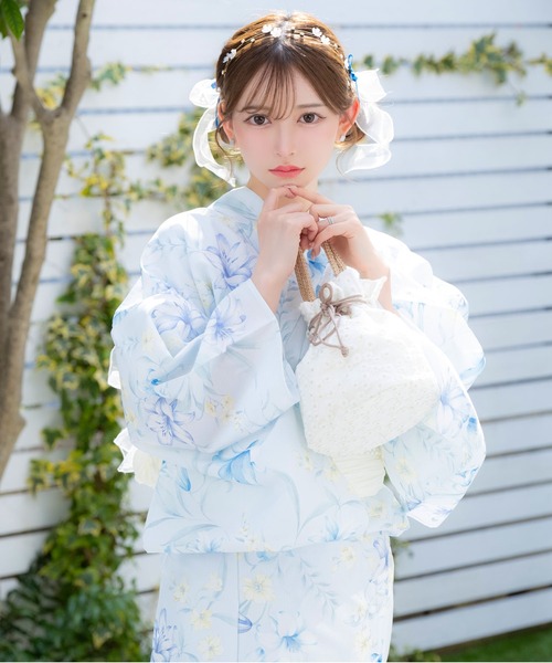 浴衣セット レディース ニュアンスリリー ゆかた3点セット (浴衣