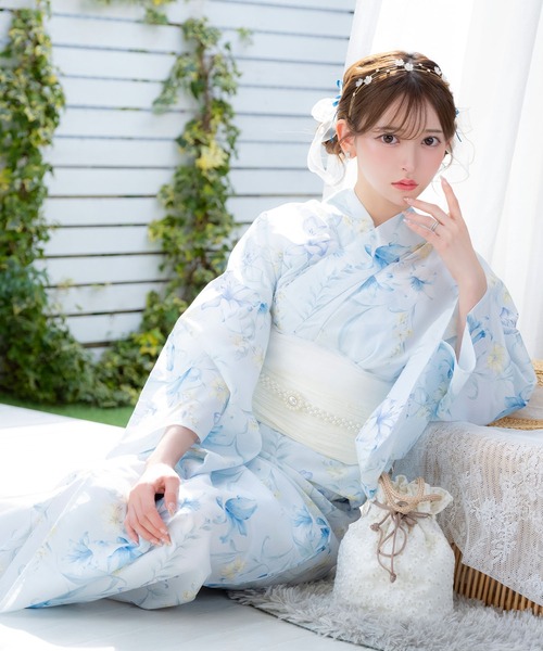 浴衣セット レディース ニュアンスリリー ゆかた3点セット (浴衣