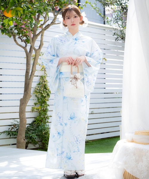 浴衣セット レディース ニュアンスリリー ゆかた3点セット (浴衣