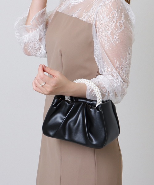 Lace Ladies(レースレディース)の「パールハンドル コンパクト 2WAY ギャザー バッグ(クラッチバッグ・レディース・シルバー/ブラック/シャンパン/ピンク/ホワイト・FREE)」の19枚目の写真