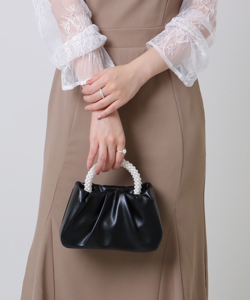 Lace Ladies(レースレディース)の「パールハンドル コンパクト 2WAY ギャザー バッグ(クラッチバッグ・レディース・シルバー/ブラック/シャンパン/ピンク/ホワイト・FREE)」の20枚目の写真