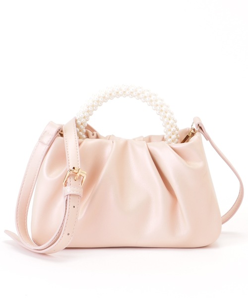 Lace Ladies(レースレディース)の「パールハンドル コンパクト 2WAY ギャザー バッグ(クラッチバッグ・レディース・シルバー/ブラック/シャンパン/ピンク/ホワイト・FREE)」の8枚目の写真