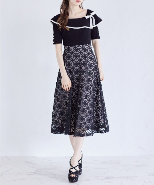 tocco closet(トッコ クローゼット)の「接触冷感♪配色リボン付きケープニットプルオーバー(ニット/セーター・レディース・オフホワイト/ブラック/ピンク・M)」の10枚目の写真