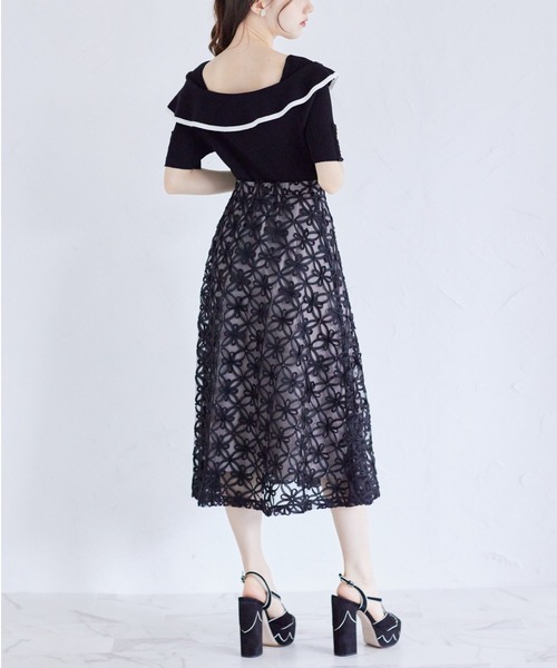 tocco closet(トッコ クローゼット)の「接触冷感♪配色リボン付きケープニットプルオーバー(ニット/セーター・レディース・オフホワイト/ブラック/ピンク・M)」の12枚目の写真