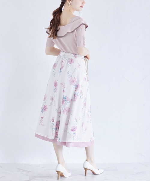 tocco closet(トッコ クローゼット)の「接触冷感♪配色リボン付きケープニットプルオーバー(ニット/セーター・レディース・オフホワイト/ブラック/ピンク・M)」の16枚目の写真
