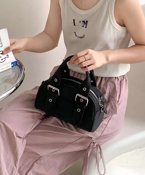 LYEON(リヨン)の「ショルダー付きベルトデザインボストンバッグ(ボストンバッグ・レディース・ブルー/オフホワイト/グレー/ブラック・FREE)」の10枚目の写真