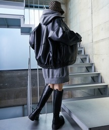 GEVS. | 大きいサイズ フェイクレザーブルゾン GEVS.(ブルゾン)