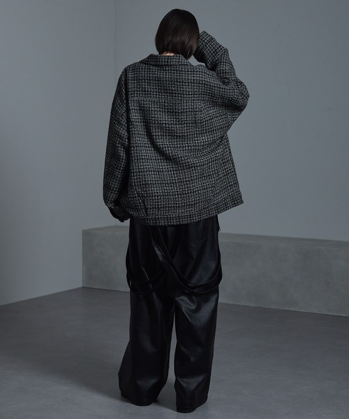 cussil（クシル）の「【cussil/クシル】ツイードライクトラッカージャケット（ブルゾン・メンズ・ブラック・S/M/L）」の16枚目の写真