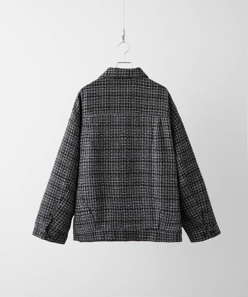cussil（クシル）の「【cussil/クシル】ツイードライクトラッカージャケット（ブルゾン・メンズ・ブラック・S/M/L）」の20枚目の写真