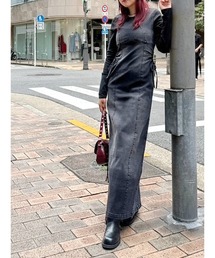 EVRIS | サイドオープンデニムロングワンピース(ワンピース)