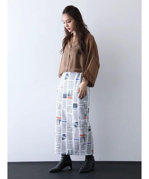 EGOIST（エゴイスト）の「EGOIST　5分袖短丈シアーシャツ（シャツ/ブラウス・レディース・ブラック/オフホワイト/ピンク/ブラウン・FREE）」の6枚目の写真