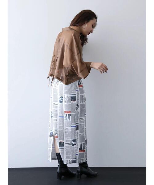 EGOIST（エゴイスト）の「EGOIST　5分袖短丈シアーシャツ（シャツ/ブラウス・レディース・ブラック/オフホワイト/ピンク/ブラウン・FREE）」の8枚目の写真