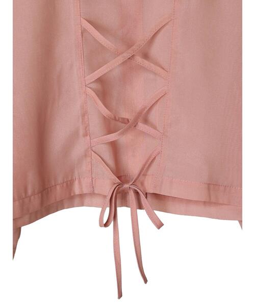 EGOIST（エゴイスト）の「EGOIST　5分袖短丈シアーシャツ（シャツ/ブラウス・レディース・ブラック/オフホワイト/ピンク/ブラウン・FREE）」の18枚目の写真