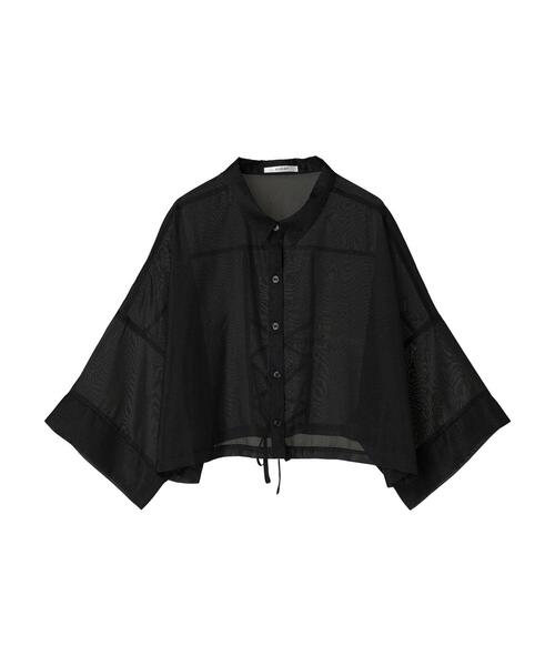 EGOIST（エゴイスト）の「EGOIST　5分袖短丈シアーシャツ（シャツ/ブラウス・レディース・ブラック/オフホワイト/ピンク/ブラウン・FREE）」の21枚目の写真