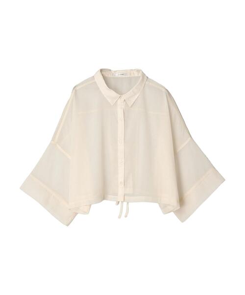 EGOIST（エゴイスト）の「EGOIST　5分袖短丈シアーシャツ（シャツ/ブラウス・レディース・ブラック/オフホワイト/ピンク/ブラウン・FREE）」の2枚目の写真