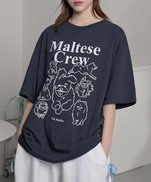 UNISEX】Wai Kei／マルチーズクルーラインT（Tシャツ/カットソー