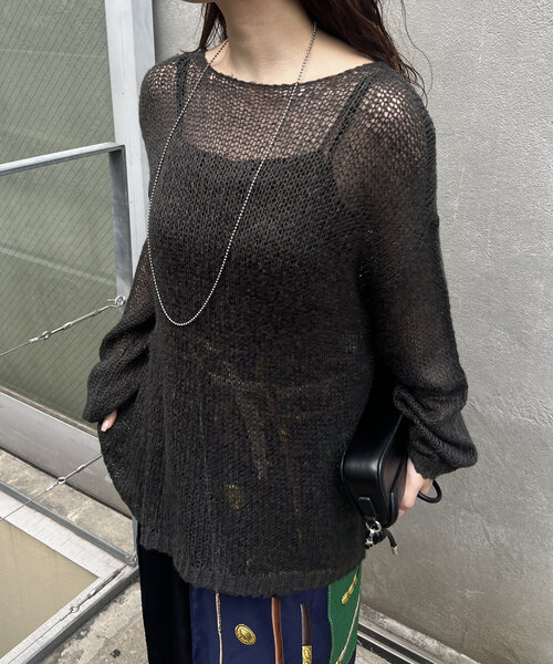 Remind me and forever(リマインドミーアンドフォーエバー)の「《@kana__18s select》モヘアタッチ透かしニット(ニット/セーター・レディース・ピンク/イエロー/ライトベージュ/ブラウン系その他/ブラック/ブルー/チャコールグレー・FREE)」の16枚目の写真