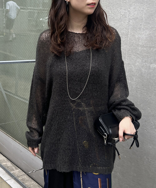 Remind me and forever(リマインドミーアンドフォーエバー)の「《@kana__18s select》モヘアタッチ透かしニット(ニット/セーター・レディース・ピンク/イエロー/ライトベージュ/ブラウン系その他/ブラック/ブルー/チャコールグレー・FREE)」の17枚目の写真