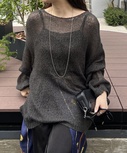 Remind me and forever(リマインドミーアンドフォーエバー)の「《@kana__18s select》モヘアタッチ透かしニット(ニット/セーター・レディース・ピンク/イエロー/ライトベージュ/ブラウン系その他/ブラック/ブルー/チャコールグレー・FREE)」の18枚目の写真