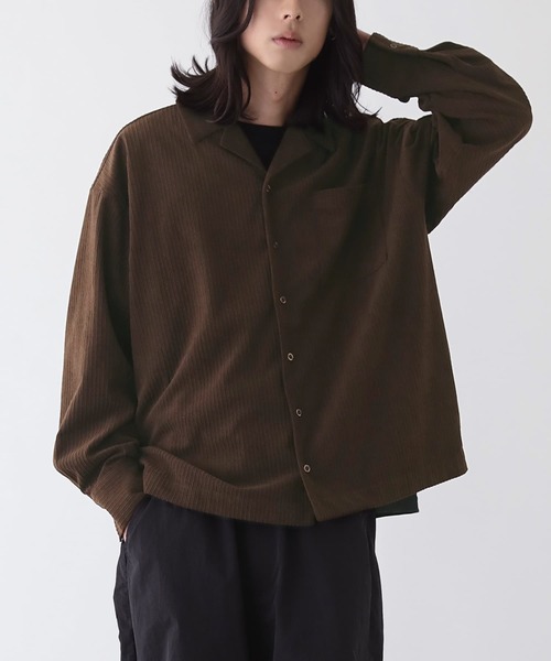 n'OrLABEL(ノアールレーベル)の「コーデュロイオープンカラーシャツ(シャツ/ブラウス・メンズ・グレー/ブラウン・M/L)」の3枚目の写真