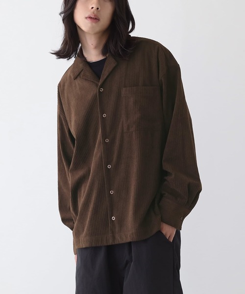 n'OrLABEL(ノアールレーベル)の「コーデュロイオープンカラーシャツ(シャツ/ブラウス・メンズ・グレー/ブラウン・M/L)」の4枚目の写真