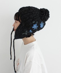 l'atelier du savon | ネパールハンドニット　雪のような耳あったか帽子(ニットキャップ/ビーニー)