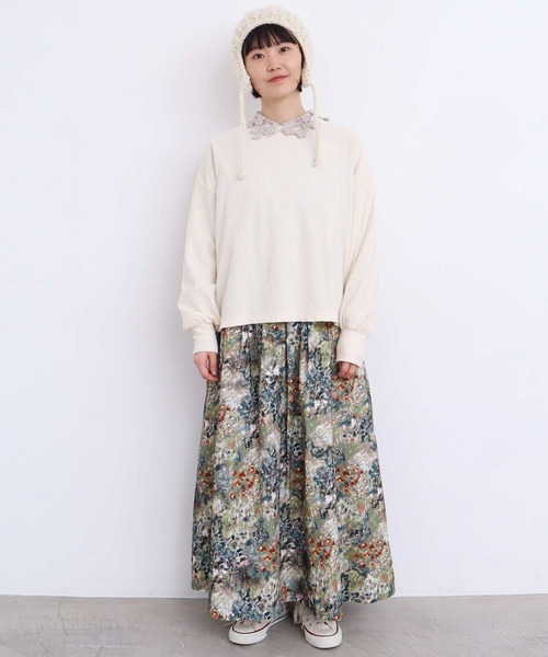 l'atelier du savon（アトリエドサボン）の「ネパールハンドニット　雪のような耳あったか帽子（ニットキャップ/ビーニー・レディース・チャコールグレー/オフホワイト・FREE）」の10枚目の写真