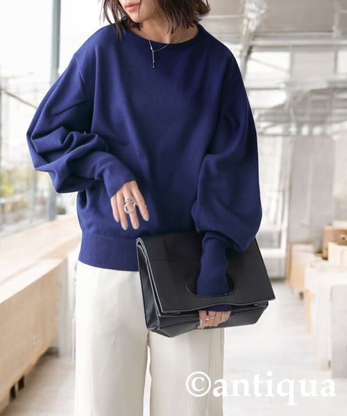 antiqua(アンティカ)の「バルーン袖ニット(ニット/セーター・レディース・ブラック/ベージュ/ネイビー/グレー・ONESIZE)」の4枚目の写真